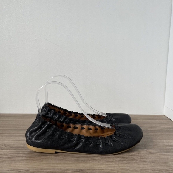 See By Chloe Black Leather Flats Ballet Jane Sz 7.5 US 100% AUTHENTIC - Picture 2 of 8